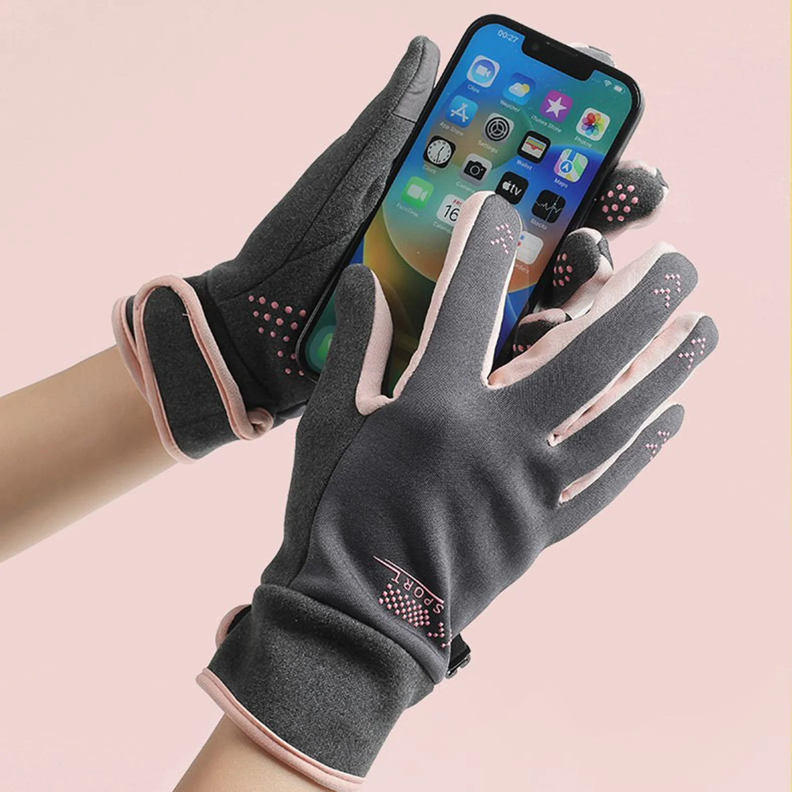 Guantes de pesca para mujer, manoplas a prueba de viento para invierno y otoño, para exteriores, ciclismo, Camping, viajes, esquí, guantes de terciopelo con pantalla táctil, 1 par - imagen 2