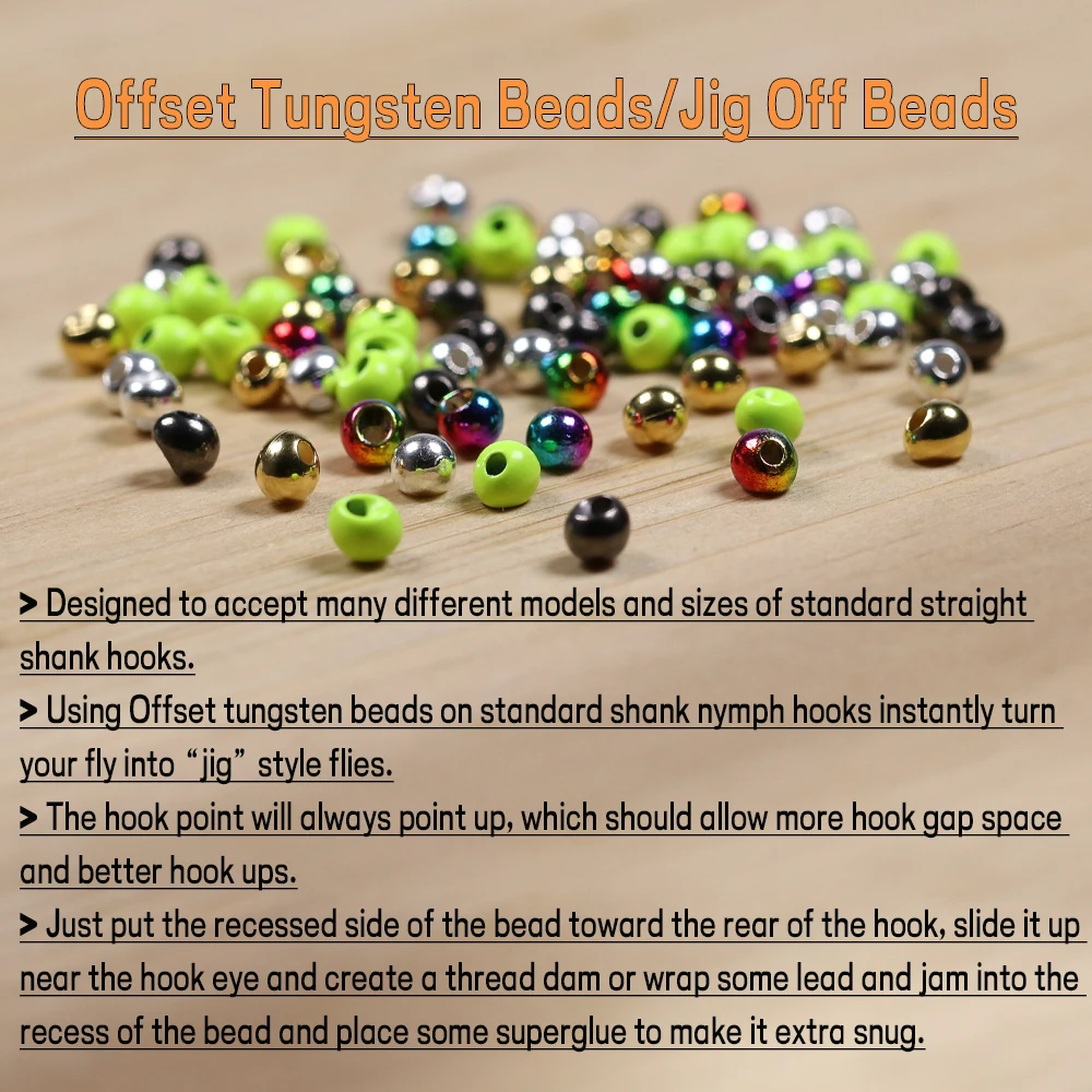 WIFREO 20 piezas cuentas de tungsteno compensadas que inversan la cabeza de tungsteno de buceo profundo Jig Off Beads bola en forma de gota para Material de atado de moscas - imagen 5