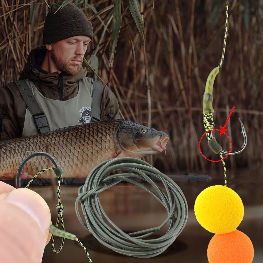 Tubo de silicona para pesca de carpa, para anzuelos y aparejos, sistema de clip de plomo de seguridad, tamaño 0,5x1,8mm, 0,8x1,9mm, 3 metros - imagen 3