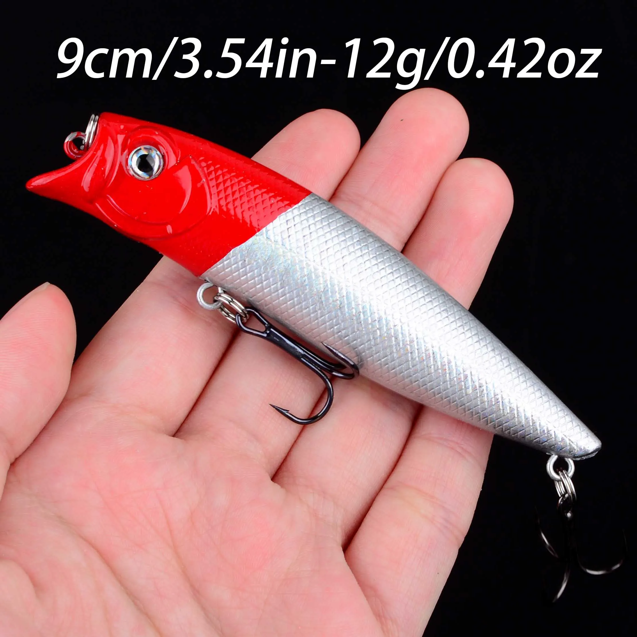1 unidad Topwater Popper pesca en agua salada cebo flotante cebo duro Wobblers artificiales aparejos de pesca de plástico para Lucio - imagen 3