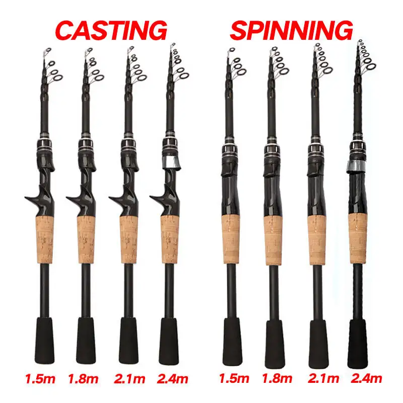 Combo de caña de pescar, caña de pescar con señuelo de 1,5-2,4 M y relación de engranaje de alta velocidad 7,2: 1, carrete de Baitcasting máximo de 8kg, aparejos de Pesca - imagen 4