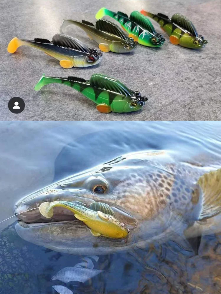 Señuelo de pesca Wobbler de silicona, 10 Uds., 6,5 cm, 12g, 9cm, 22g, señuelo suave que se hunde, anzuelo, Swimbaits, aparejos de perca para lubina - imagen 4