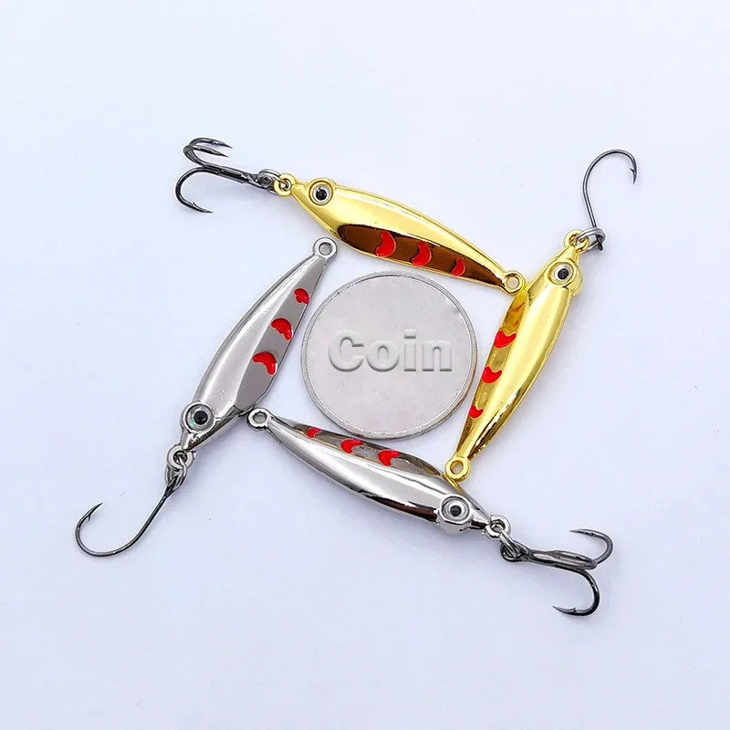 Nuevo Mini señuelo de pesca 3CM 4CM 3g 5g cuchara señuelos de metal Spinnerbait Minnow pez pequeño anzuelo único plantilla flujo trucha cebos pesca caliente - imagen 5