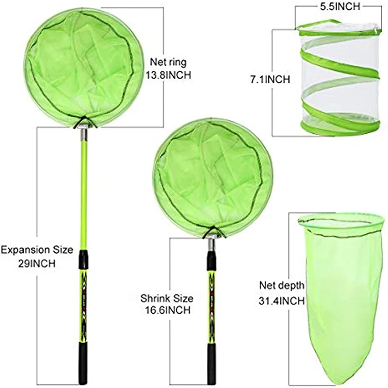SANLIKE red para insectos y mariposas, malla telescópica plegable, Kit de jaula de habitáculo emergente para atrapar insectos, juguetes de pesca - imagen 5