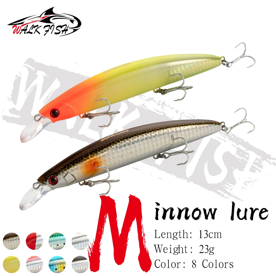 WALK FISH Minnow Jerkbait flotante 130mm 23g – Wobbler para lucio y lubina