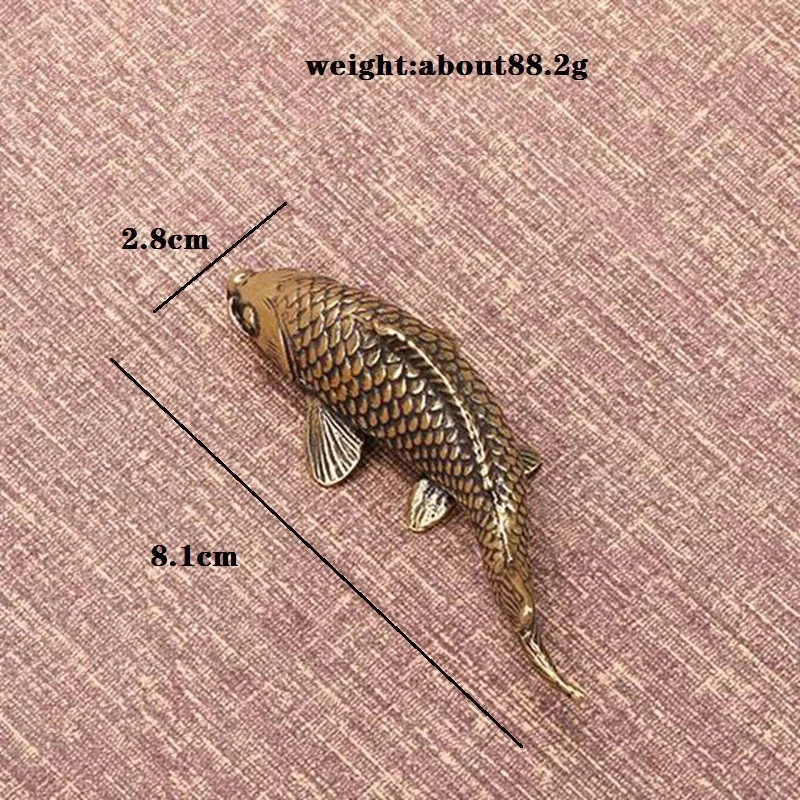 Estatua de pez de latón macizo, modelo en miniatura, simulación de carpa, té, mascota, Feng Shui antiguo, adornos de escritorio, accesorios de decoración del hogar - imagen 5