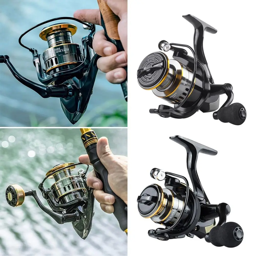 Carrete de pesca giratorio profesional, relación de engranaje 5,2: 1, carrete de pesca ultraligero, arrastre máximo de 22LB, accesorios de pesca ajustables - imagen 2