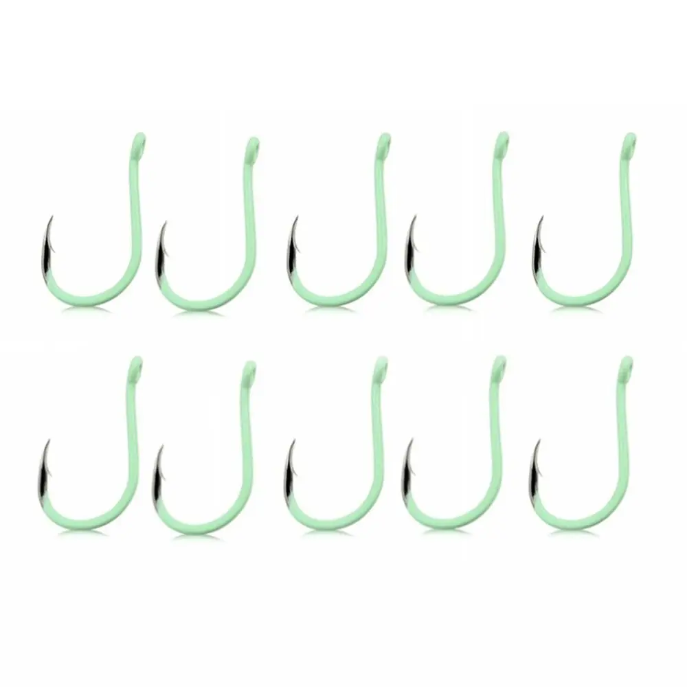 Anzuelos de pesca luminosos de acero de alto carbono, gancho de púas, boca curva, anzuelo Triangular de ataque rápido, punto de súper aguja, 10 unids/lote por bolsa - imagen 2