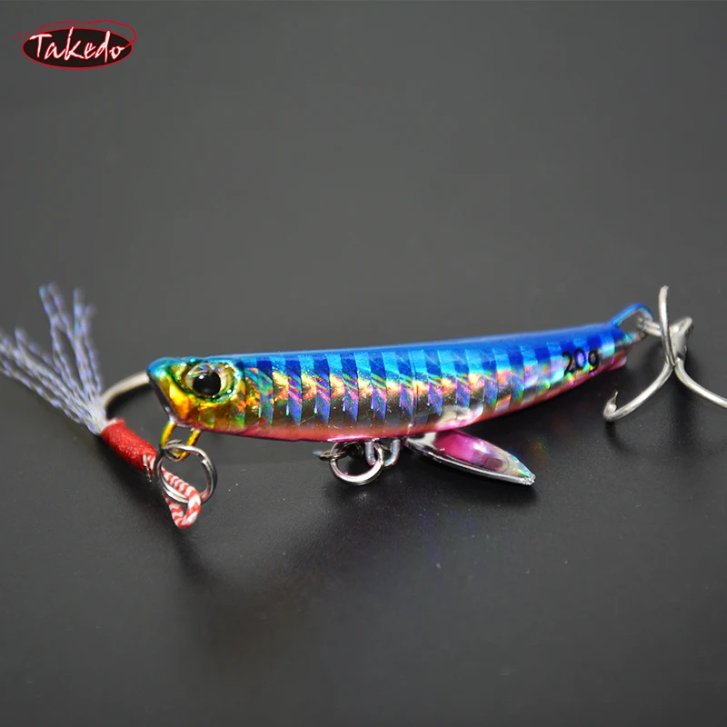 TAKEDO LS06 pesca en el mar hundimiento señuelo de Metal fundido Jigging señuelo con ganchos y cuchara giratoria americana Wobbler para Lucio Bass - imagen 4