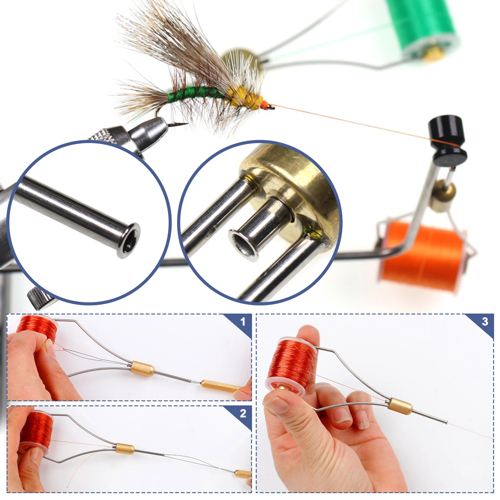 Kit de atado de pesca con mosca con soporte, tijeras y bobina - imagen 2