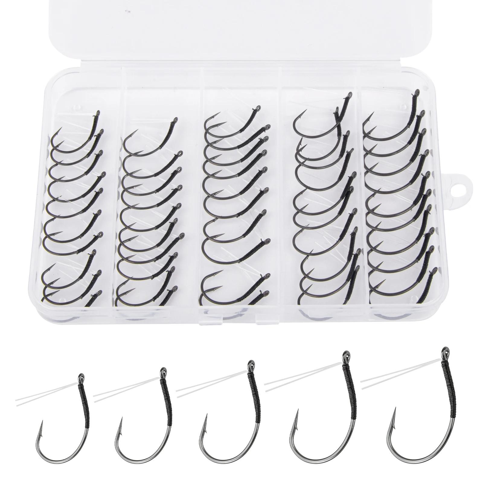 50 Uds. Anzuelos de pesca locos sin malezas, anzuelo de pesca de lubina Ultra afilado de espacio ancho para aparejo de tiro de gusano, aparejo loco Neko