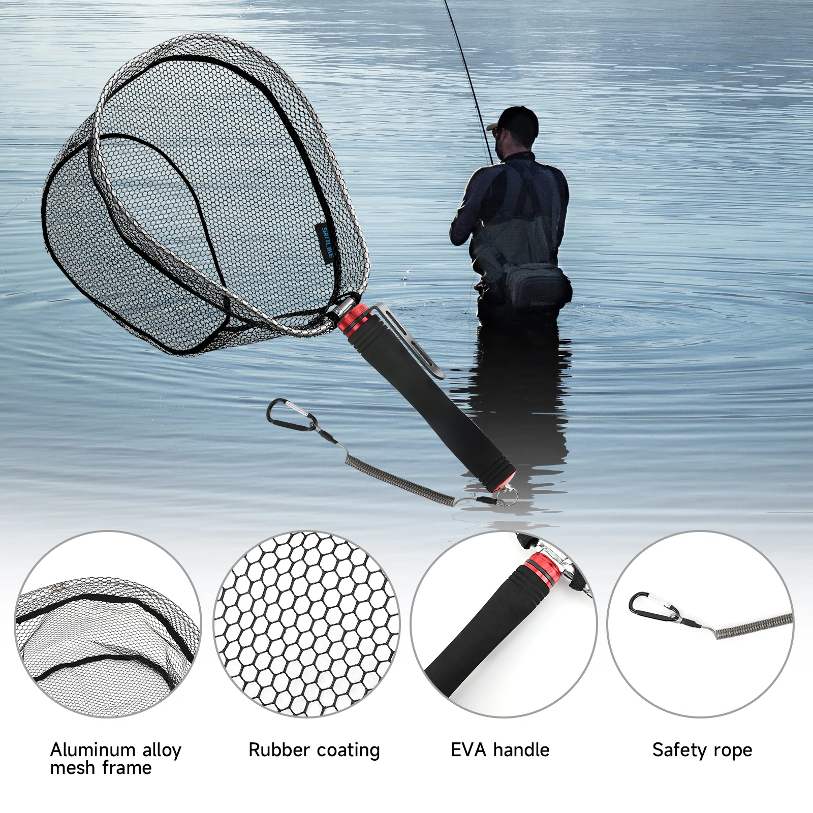 Red de pesca ultraligera SANLIKE – Mango EVA con gancho seguridad - imagen 3