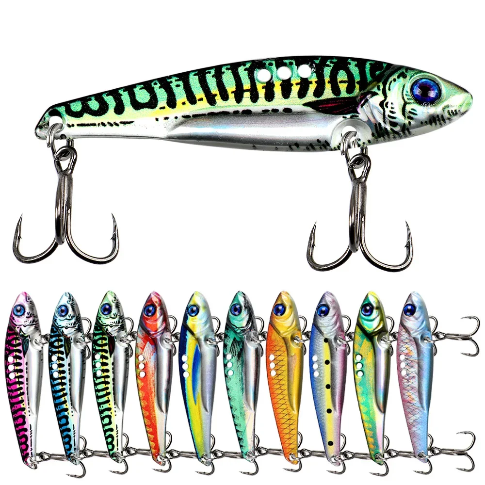 Señuelo de pesca de Metal impreso en 3D, anzuelos de cuchara VIB, aparejos de pesca, cebos de pesca, Crankbait, Spinner VIB con 3 agujeros - imagen 5