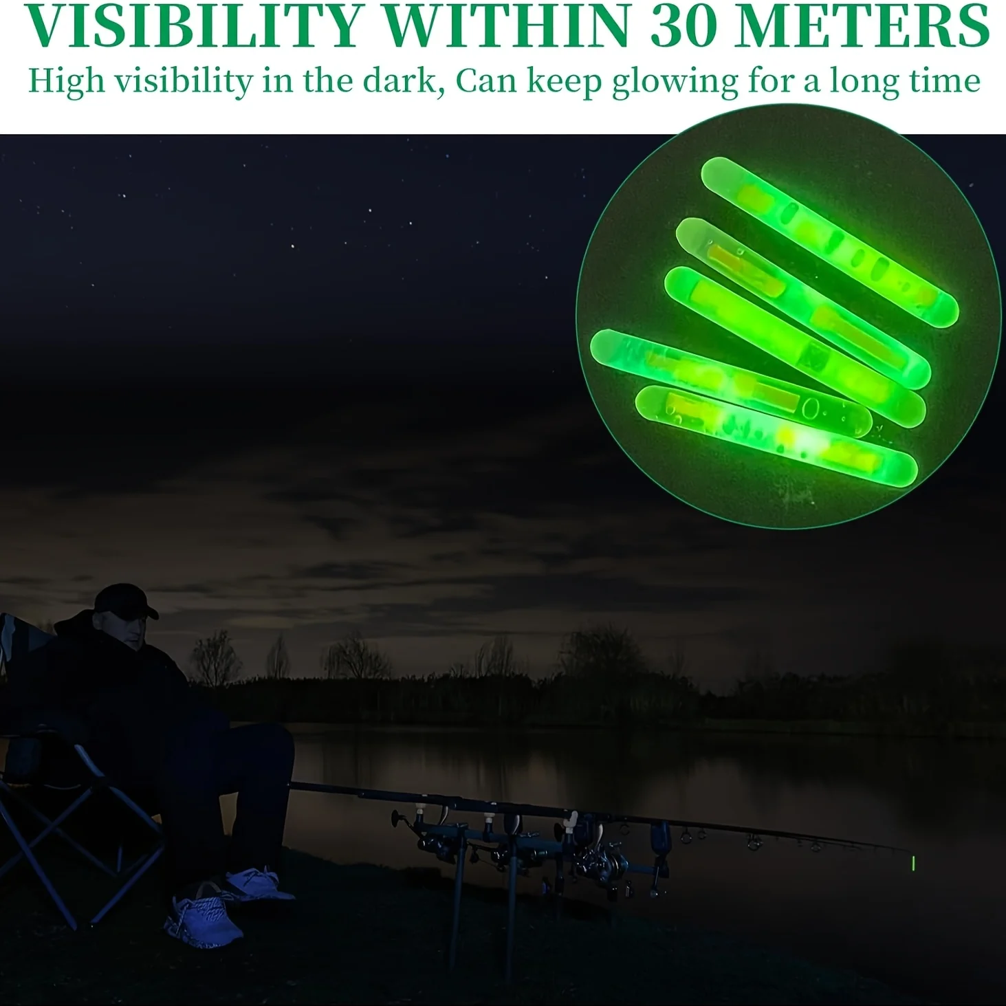 Juego de barras luminosas de pesca de 100 Uds., luces de punta de caña, flotador de pesca nocturna, indicadores de barras luminosas para accesorios de pesca nocturna - imagen 5