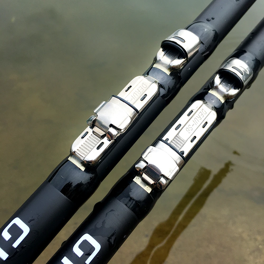 Caña telescópica de fibra de carbono para pesca en roca, caña negra portátil de 2,7/3,6/4,5/5,4/6,3 M para fundición de Surf, pesca con alimentador y Spinning - imagen 5