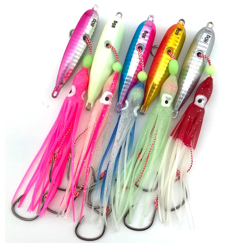 Señuelo de Pesca JIG25, pesas de 40g, 6,5 cm, Isca de Metal Artificial que brilla en la oscuridad, anzuelo de calamar, Accesorios de Pesca lubina - imagen 5