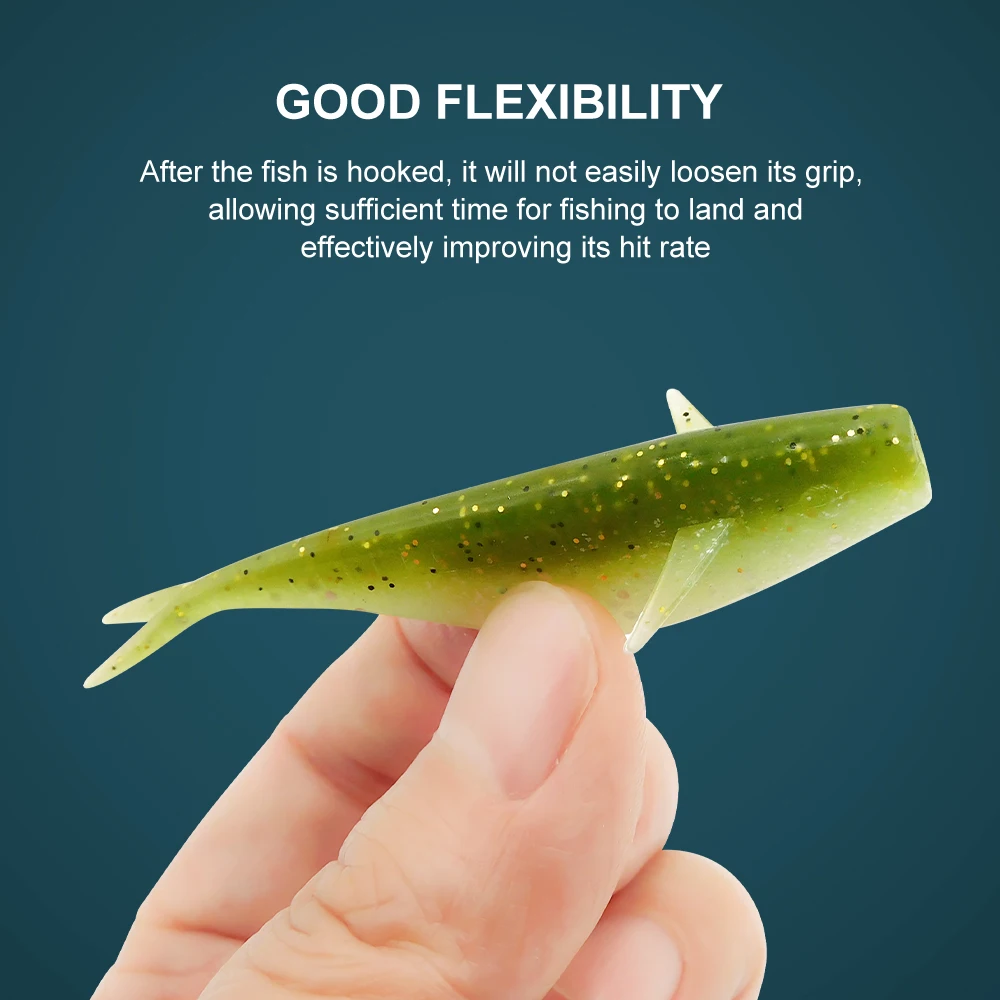 ESFISHING 10 Uds señuelo suave Vertical Shad 75mm cebo de plástico con ala de aleta para pesca de trucha de Lucio-paquete de 10 - imagen 5