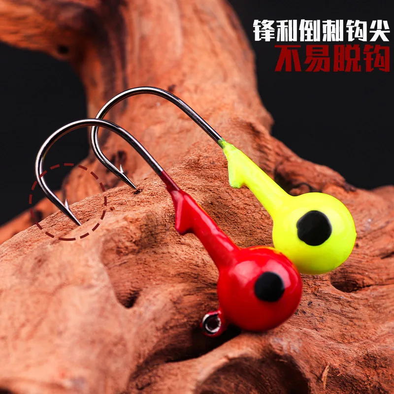 Juego de anzuelos de pesca con cabeza de anzuelo de colores mezclados, anzuelos de plomo de hierro para cebo blando, anzuelos de pesca de púas universales para trucha, 5 uds. - imagen 3