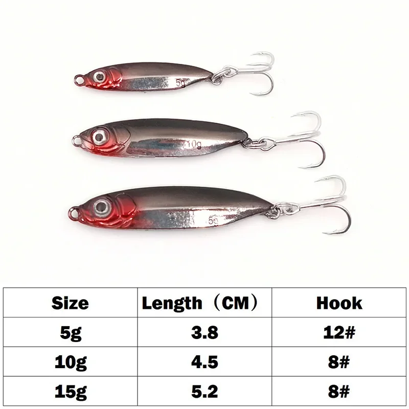 OUTKIT, novedad, 5g, 10g, 15g, señuelo de Pesca Jigging, cuchara Spinnerbait, cebo de Metal, lubina, atún, señuelos, plantilla de plomo, aparejos de Pesca para pececillos - imagen 4