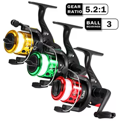 Carrete de pesca giratorio Sougayilang 5,2: 1, rueda de plástico, carrete giratorio, rueda de señuelo de pesca, lanzamiento de cebo, pesca voladora, curricán