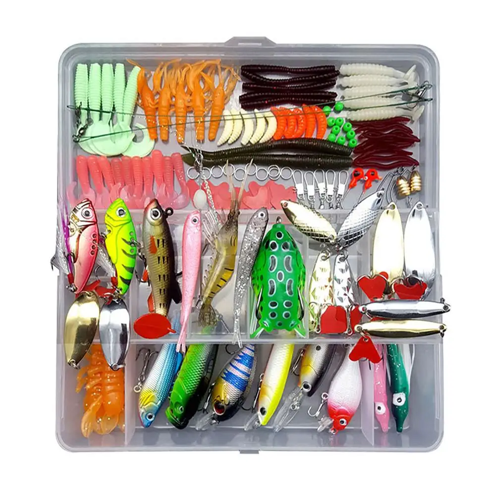 Juego de Señuelos de Pesca, accesorios de aparejos de pesca para agua dulce y Marina, cebo Artificial, cuchara de rana, cebo suave - imagen 2