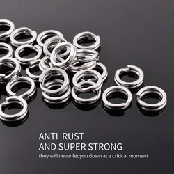 Anillos divididos de acero inoxidable 4-8mm, conector doble para pesca
