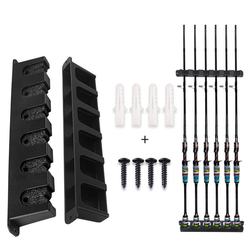 Aea-Barra de mano multifuncional montada en la pared, estante de colección de 6 agujeros, aparejos de pesca, estante Atorage - imagen 3