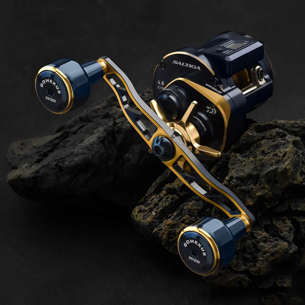 Gomexus-Mango para carrete de Baitcasting Daiwa Saltiga IC 130mm, mango doble con perillas de aluminio - imagen 4