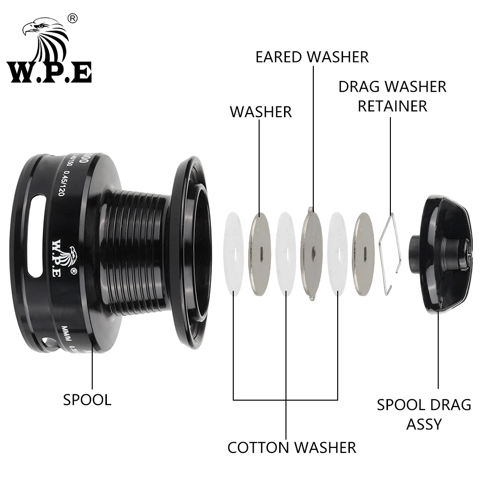 W.P.E NL-carrete de Pesca giratorio para carpa, alta relación de engranaje 5000: 1 5 + 1, rodamientos de bolas, carrete de Metal completo, 6000/7000/5,1 - imagen 2