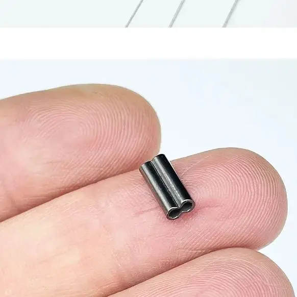 Tubo de cobre de 100/200 piezas, Mini mangas de cobre de doble barril para prensado de alambre de acero Mono, tubo de fijación, accesorios de aparejo de pesca de agua salada - imagen 5