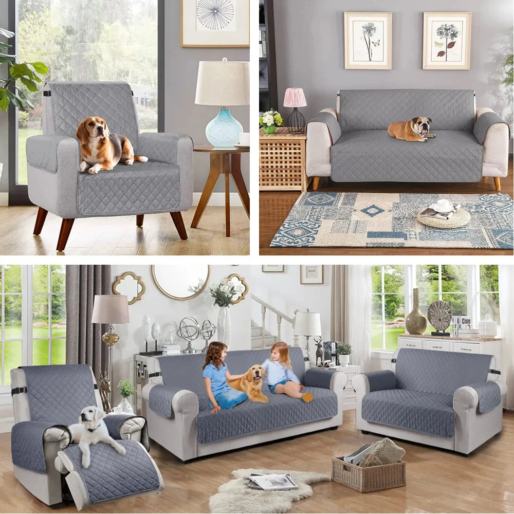 Fundas de sofá, funda de sofá resistente al agua, Protector de muebles Reversible sin bolsillo, correas elásticas para niños, funda de sofá para perros - imagen 5