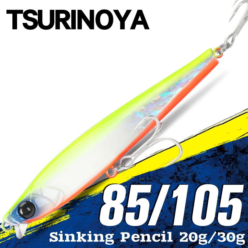 TSURINOYA-señuelo de pesca hundido 85S 105S, AIRAZOR de lápiz de labio corto 85mm 20g 105mm 30g Max 90m, cebos duros de agua salada de fundición larga