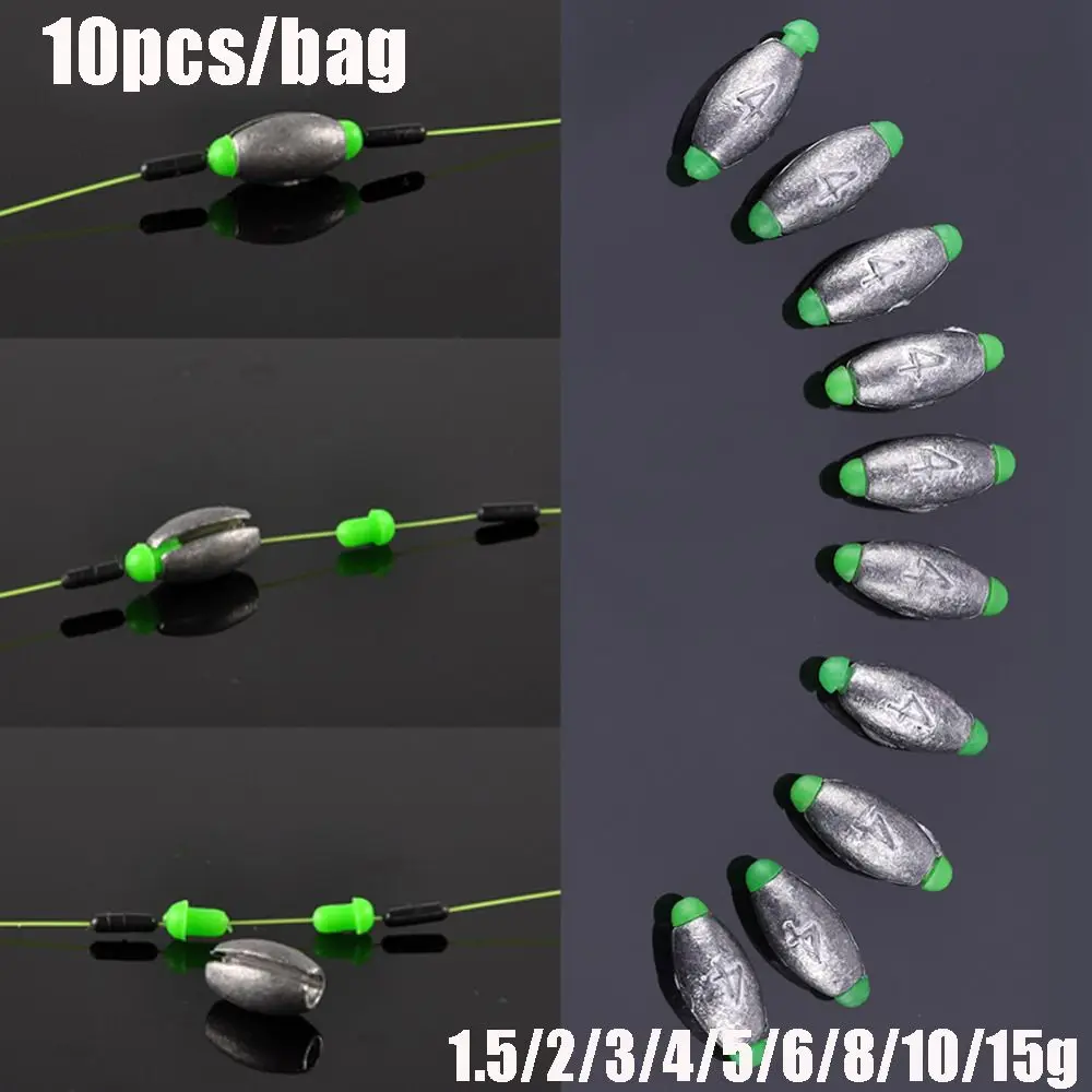 Molde de plomo de pesca con forma de oliva, plomo de 10 piezas, plomo dividido extraíble, Conector de gancho - imagen 3