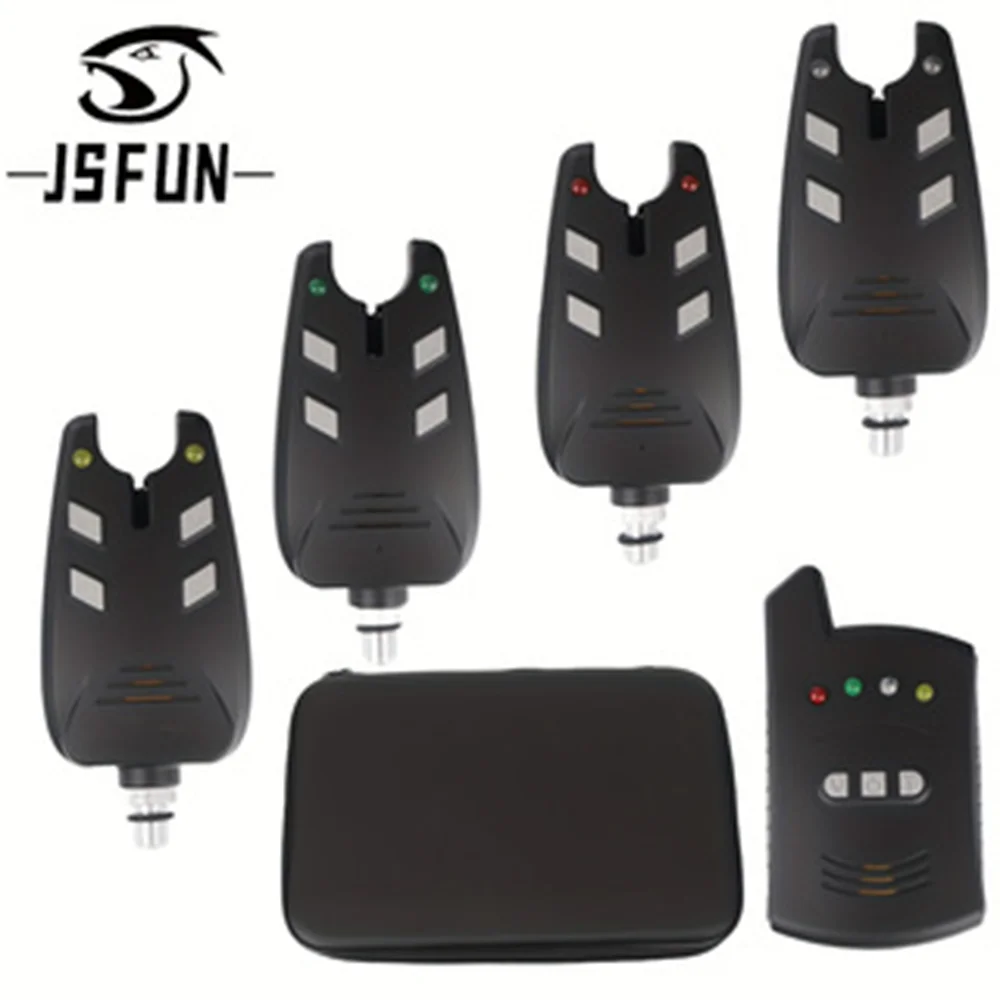 JSFUN1 4 Juego de alarma de pesca de carpa inalámbrico negro es rápido y responsivo utilizado para indicador de picadura de pesca rugosa de carpa