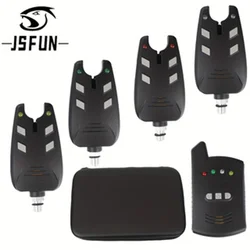 JSFUN1 4 Juego de alarma de pesca de carpa inalámbrico negro es rápido y responsivo utilizado para indicador de picadura de pesca rugosa de carpa