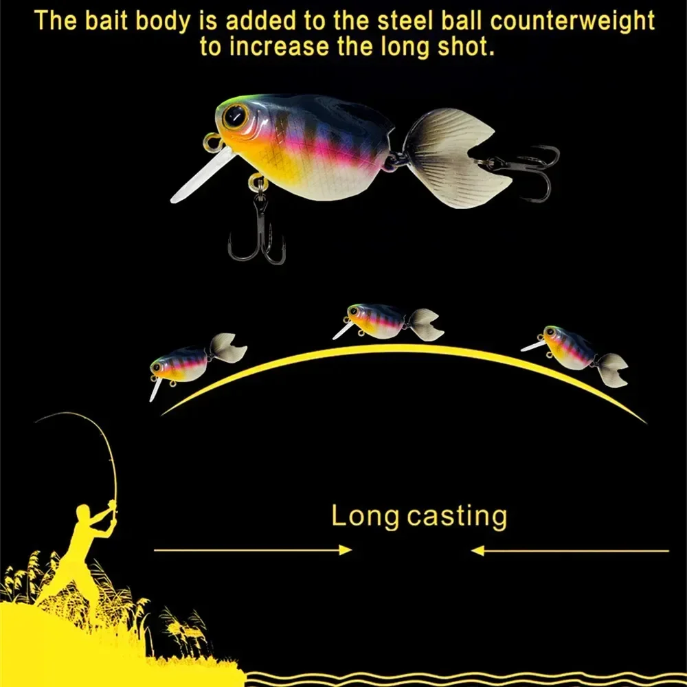 Goldfish-señuelo de pesca flotante con manivela, 55mm, 7,5g, cebo de manivela de lubina de agua dulce, cebos duros artificiales, Wobblers, señuelo de perca - imagen 5