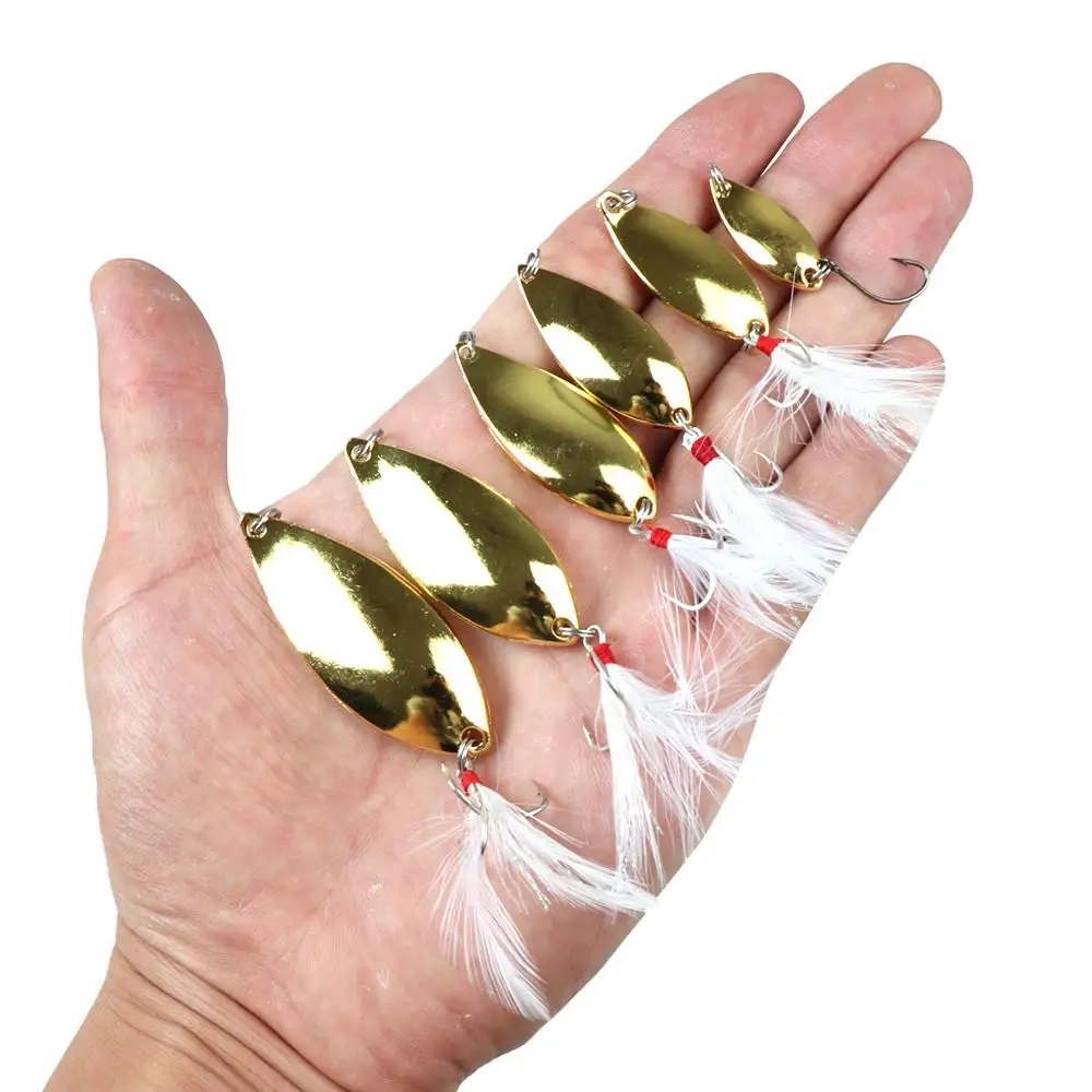 Señuelo de lentejuelas para cuchara de pesca, anzuelo reforzado con pluma de piña que se hunde, cebo falso para ataque a peces mandarín, 3,5g-20g - imagen 3