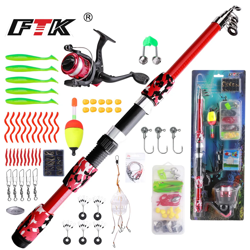 Combos de caña de pescar y carrete para principiantes de 1,8 m, caña de pescar telescópica de viaje con carrete giratorio, Kit combinado, juego de anzuelos para Señuelos de Pesca - imagen 2