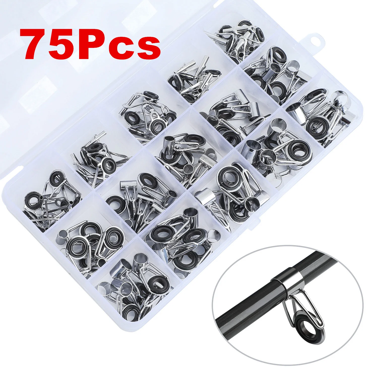 Kit de reparación de guías de caña de pescar, anillos de ojos DIY, marcos de acero inoxidable, puntas, Kit de reparación de guía de caña de pescar superior - imagen 5