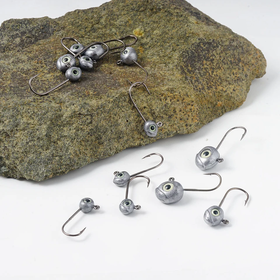 Anzuelo de pesca con cabeza de plantilla pequeña, Mini gancho de gusano suave con ojos, accesorios artificiales Isca, 5 piezas, 1,5g, 1,8g, 2g, 2,5g, 3g, 3,5g - imagen 3