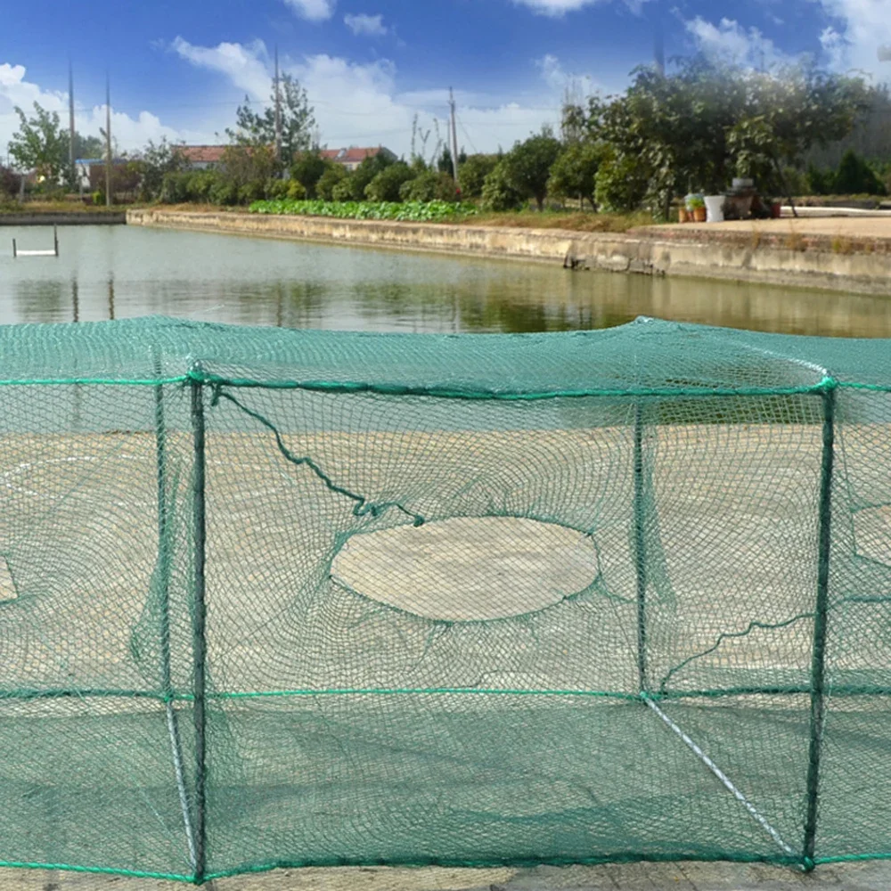 Red de pesca plegable para camarones, plomos para agua profunda, cebo para pececillos, jaula para langosta, trampa de secado de peces y cangrejos, red de inmersión fundida, 1,5-5,5 M - imagen 4