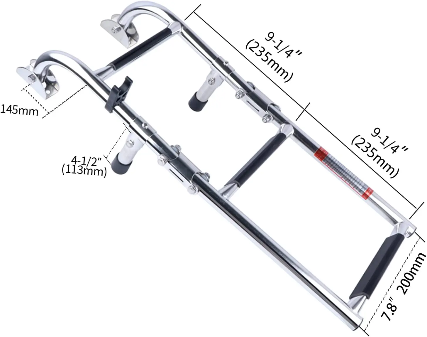 Escalera de barco plegable de 3 escalones de acero inoxidable marino, pontón pulido, Escada de embarque Para Barco, equipo Catera de 2 + 1 escalones, Lancha - imagen 3