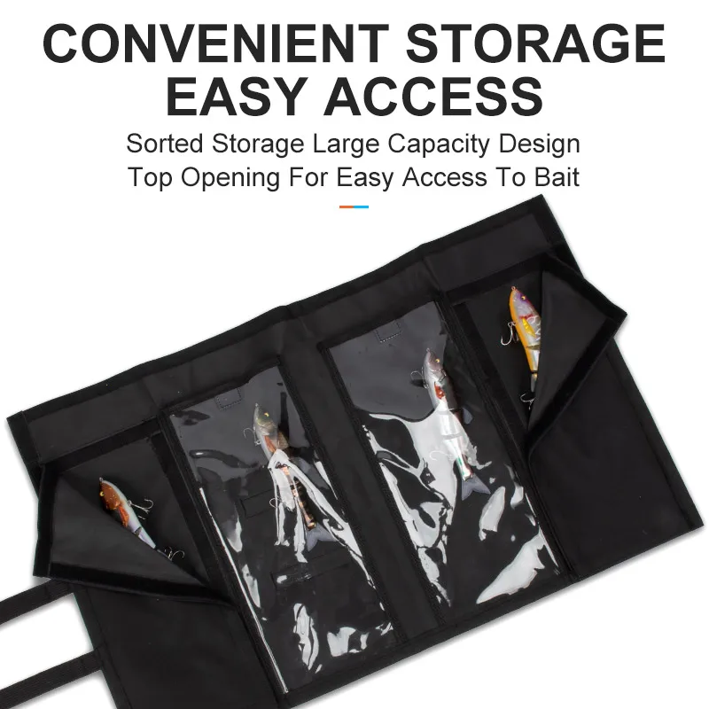 LEYDUN Swimbaits bolsas de pesca para cebos blandos y duros de hasta 12 "envoltura de cebo 4 bolsillos híbridos fácil acceso de cebo bolsa de cebo de protección - imagen 4