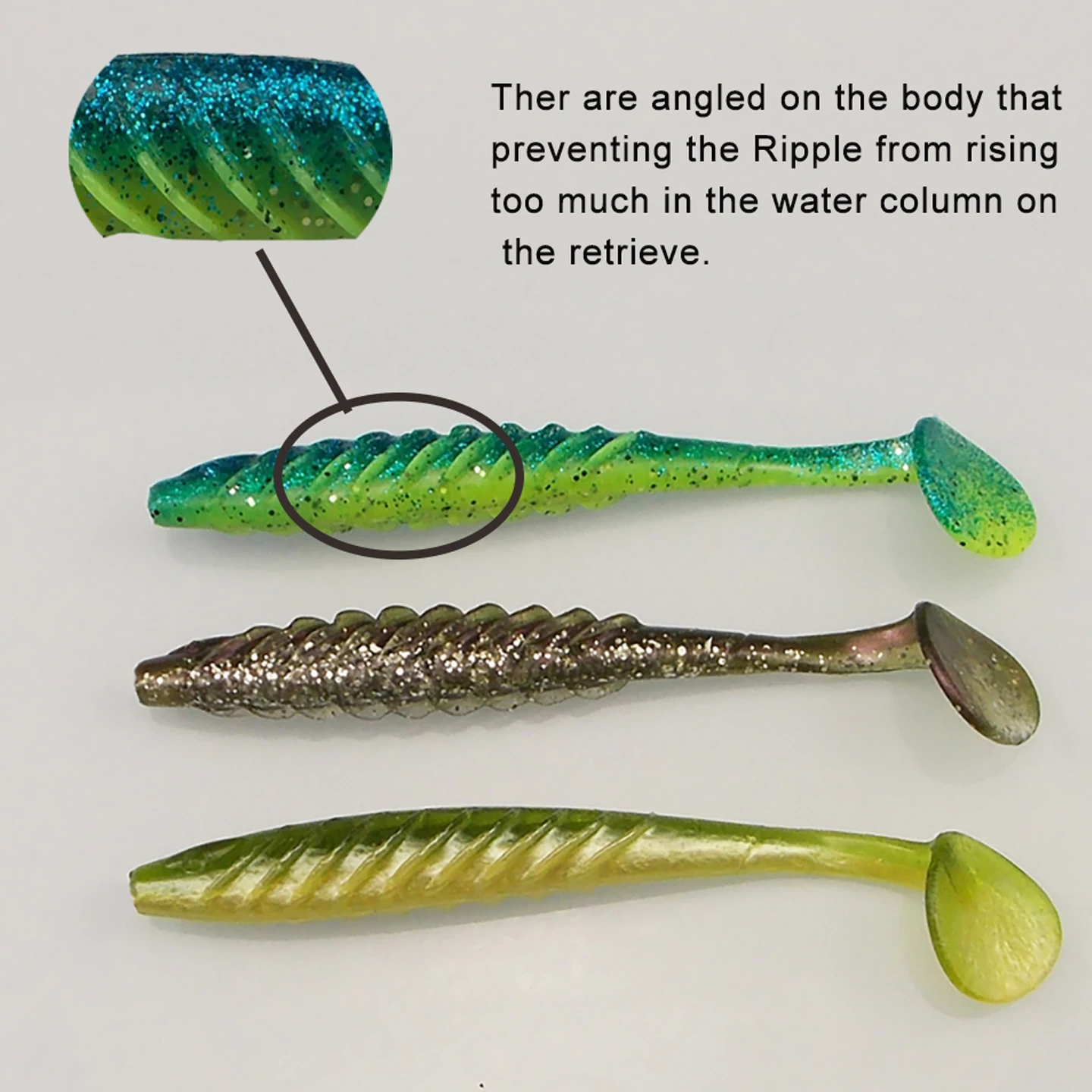 ESFISHING-señuelo de Pesca ondulado, 100mm, 125mm, para Pesca de Lucio, cola en T, Pesca Isca, cebo Artificial de silicona suave - imagen 2