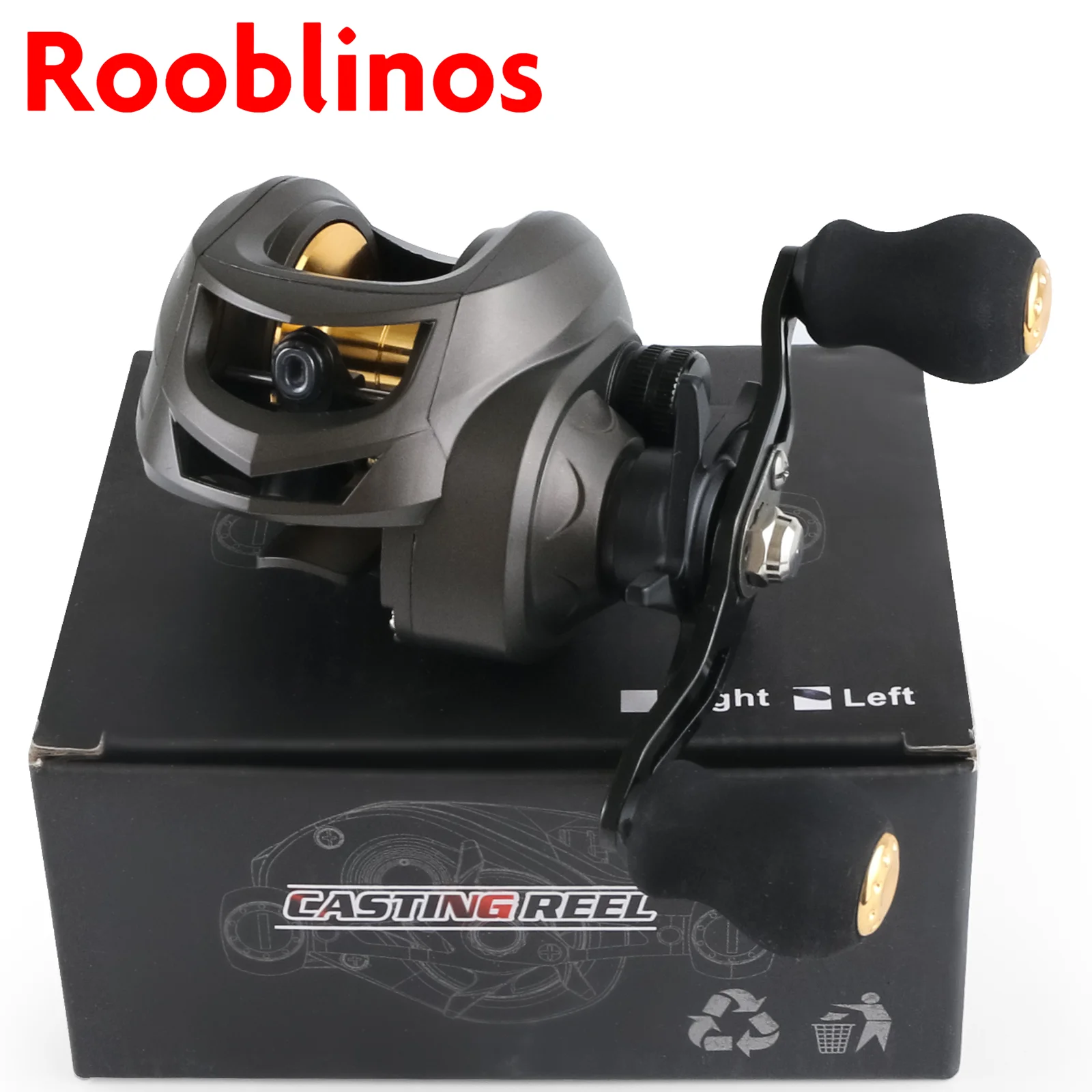 Rooblinos AK Series, relación de engranaje 7,2: 1, rodamiento de bolas 2 + 1, arrastre máximo de 18 libras, carrete de Baitcasting, para agua dulce y salada