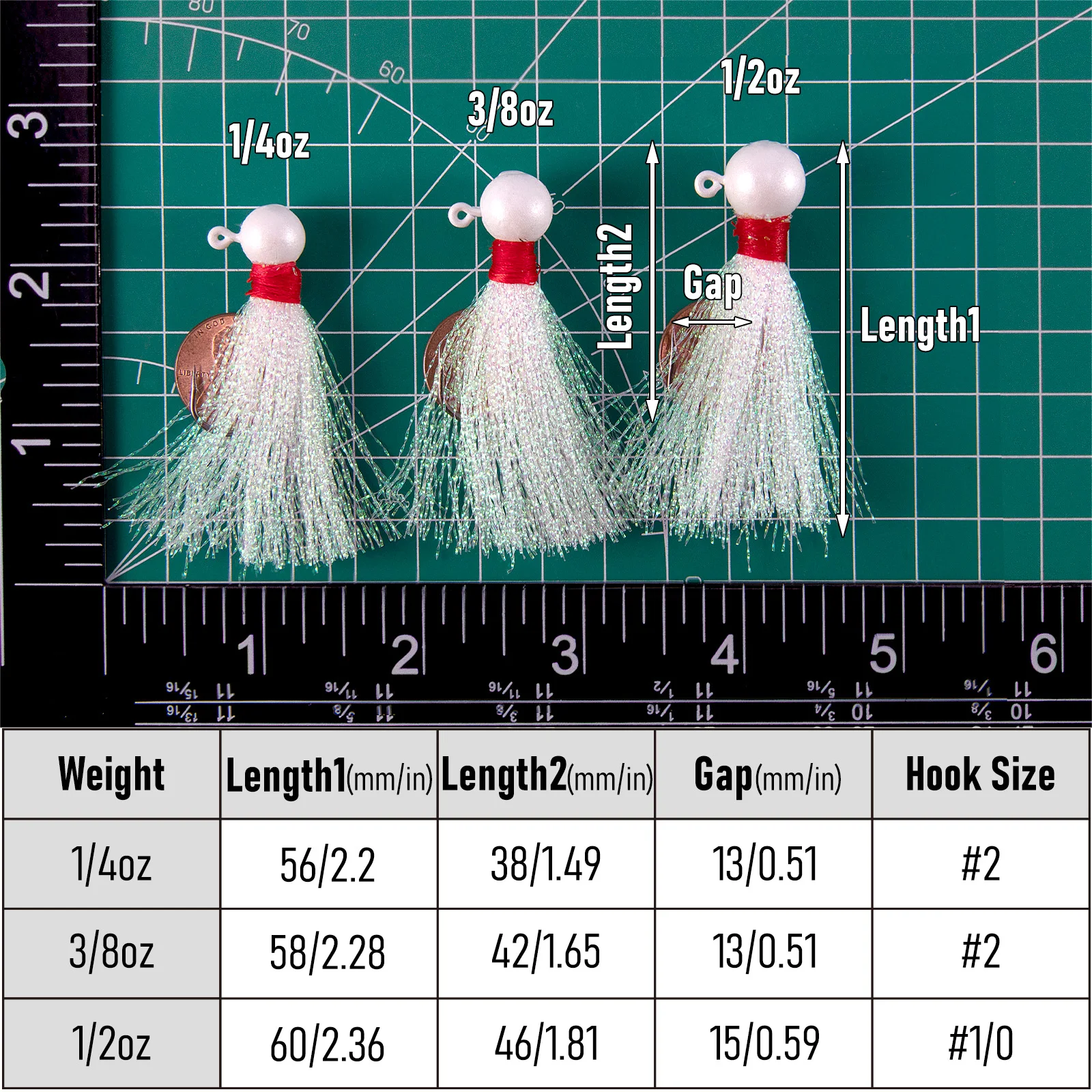 Plantilla de pelo con bola redonda, 10 Uds., 7g, 10g, 14g, cabezas de plantilla para pesca en agua salada, Flash de cristal, plantillas de Swimbait, plantillas de Pompano, Walleye - imagen 2