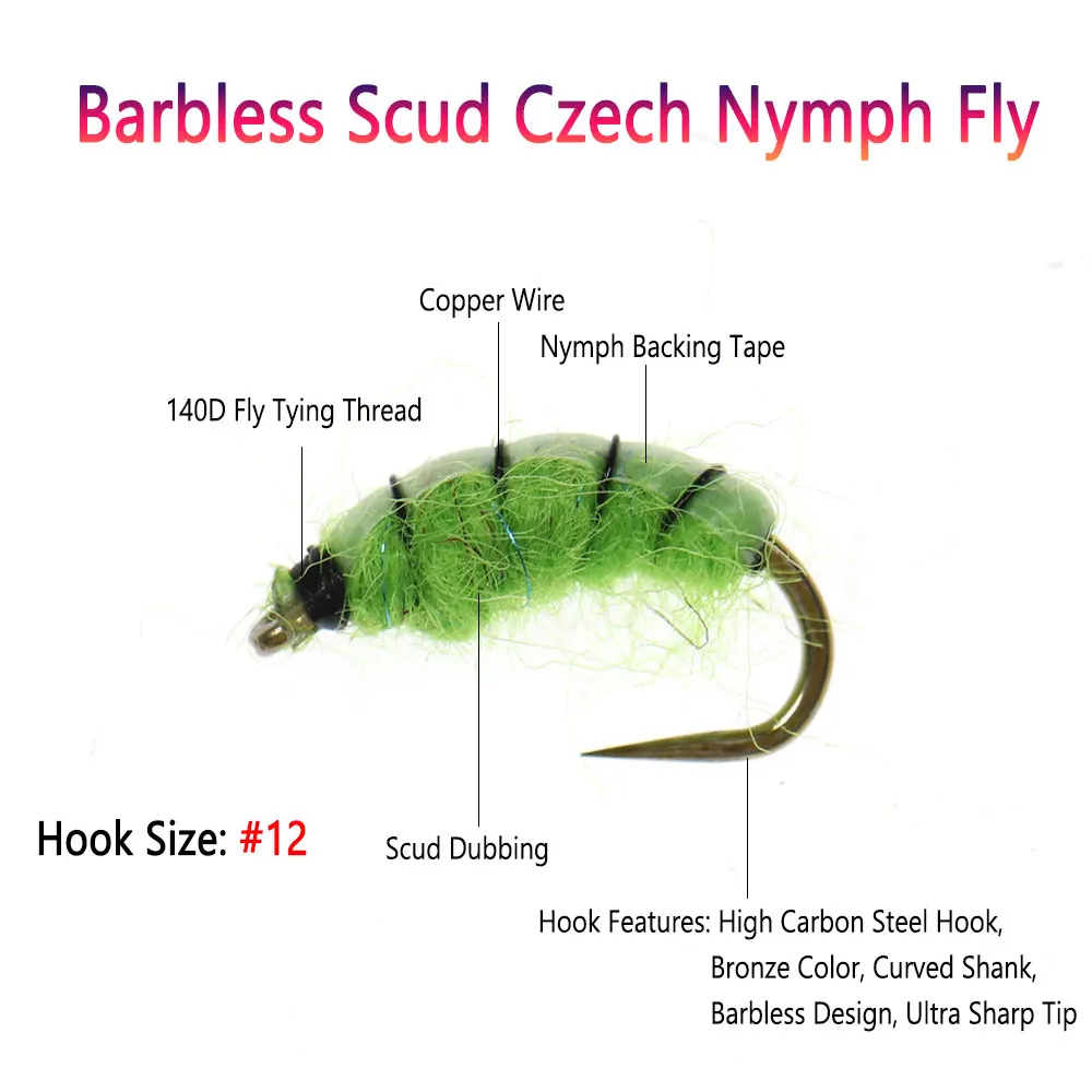 Bimoo 12 # 5/6 Uds. Scud sin púas, mosca de ninfa checa, camarones realistas, mosca para pesca de trucha, cebos - imagen 2