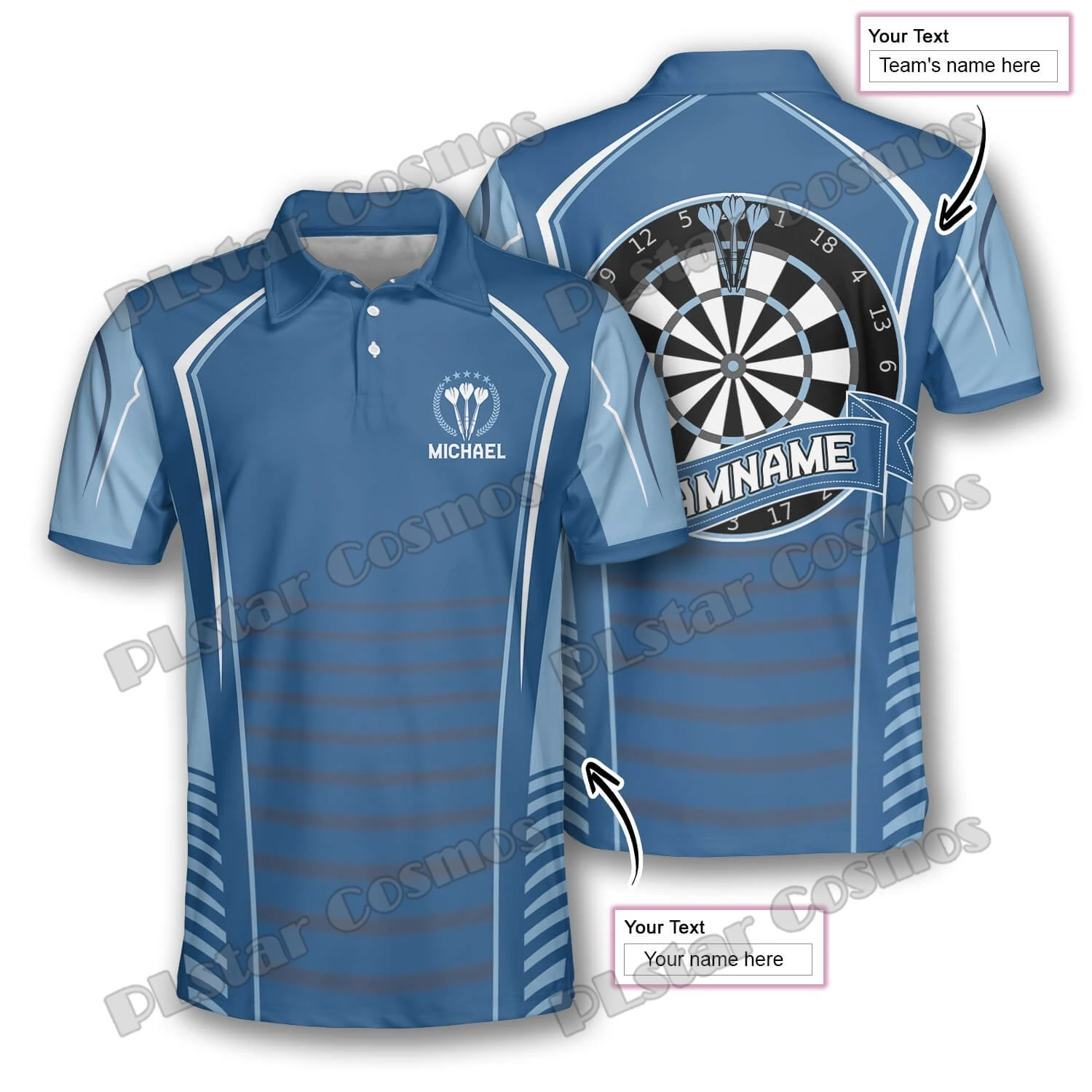 Polo con estampado 3D de dardos personalizados para hombre, camiseta informal de verano, Premium, verde y azul, PLP32 - imagen 5