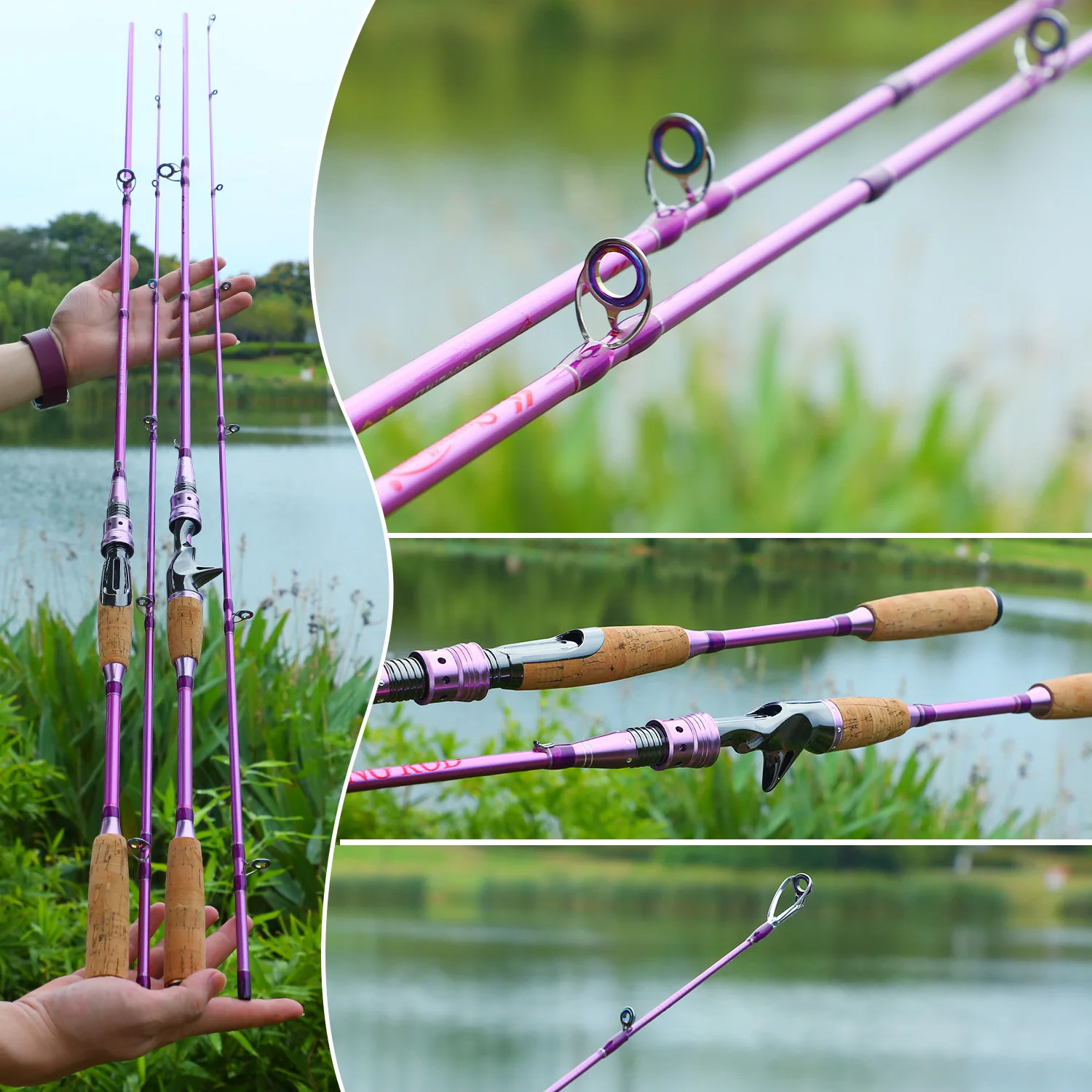 Caña spinning Sougayilang – Fibra de carbono y mango de madera - imagen 5