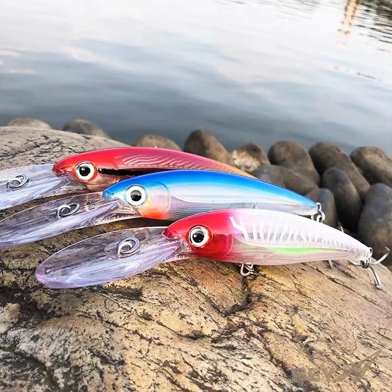 Señuelo de Pesca de pececillos para buceo profundo, cebo Artificial duro, ojos 3D, Wobblers para Pesca de atún, aparejos de Pesca, 19cm, 46g - imagen 5